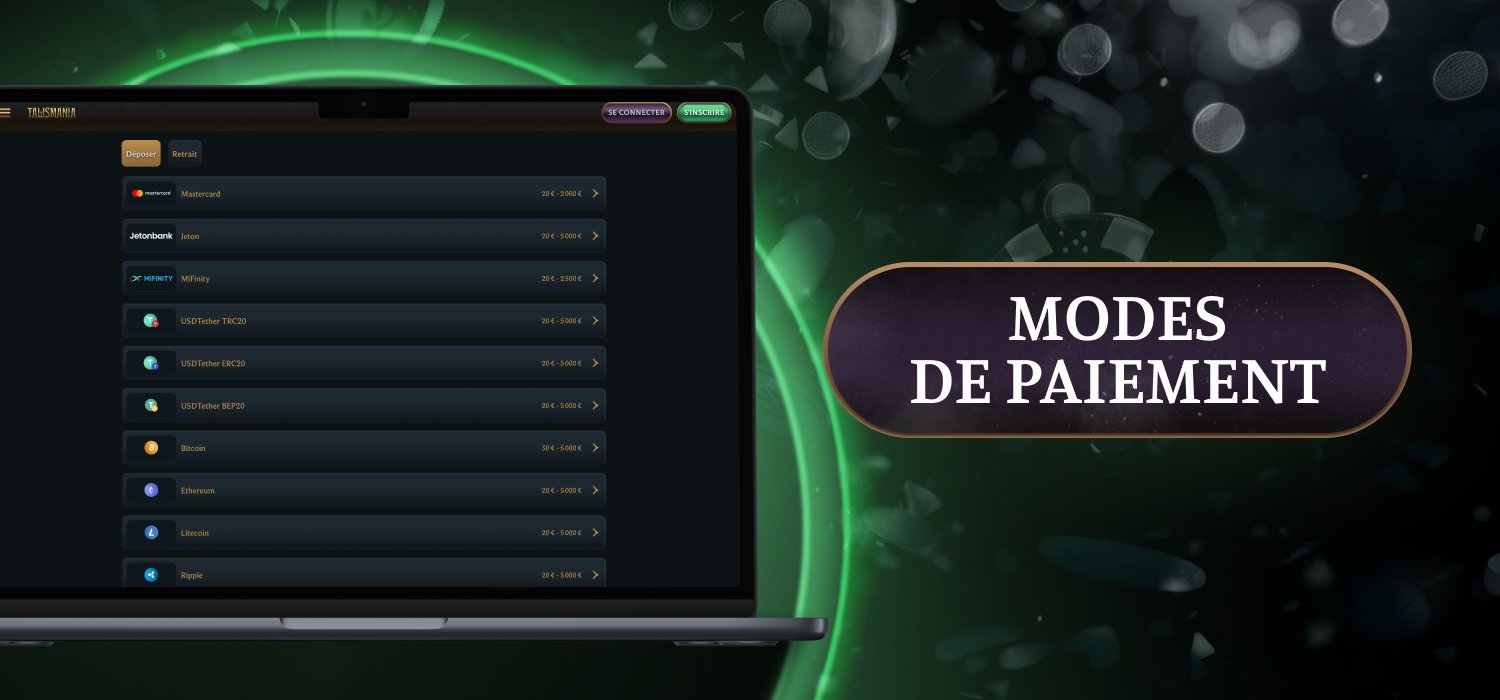 Modes de paiement chez Talismania